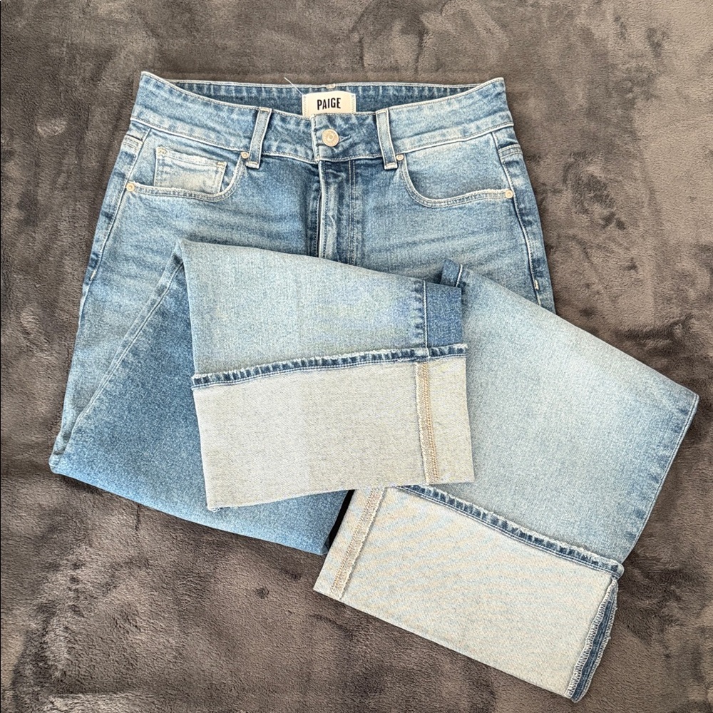PAIGE Light Wash High-Rise Sasha Ankle Jeans